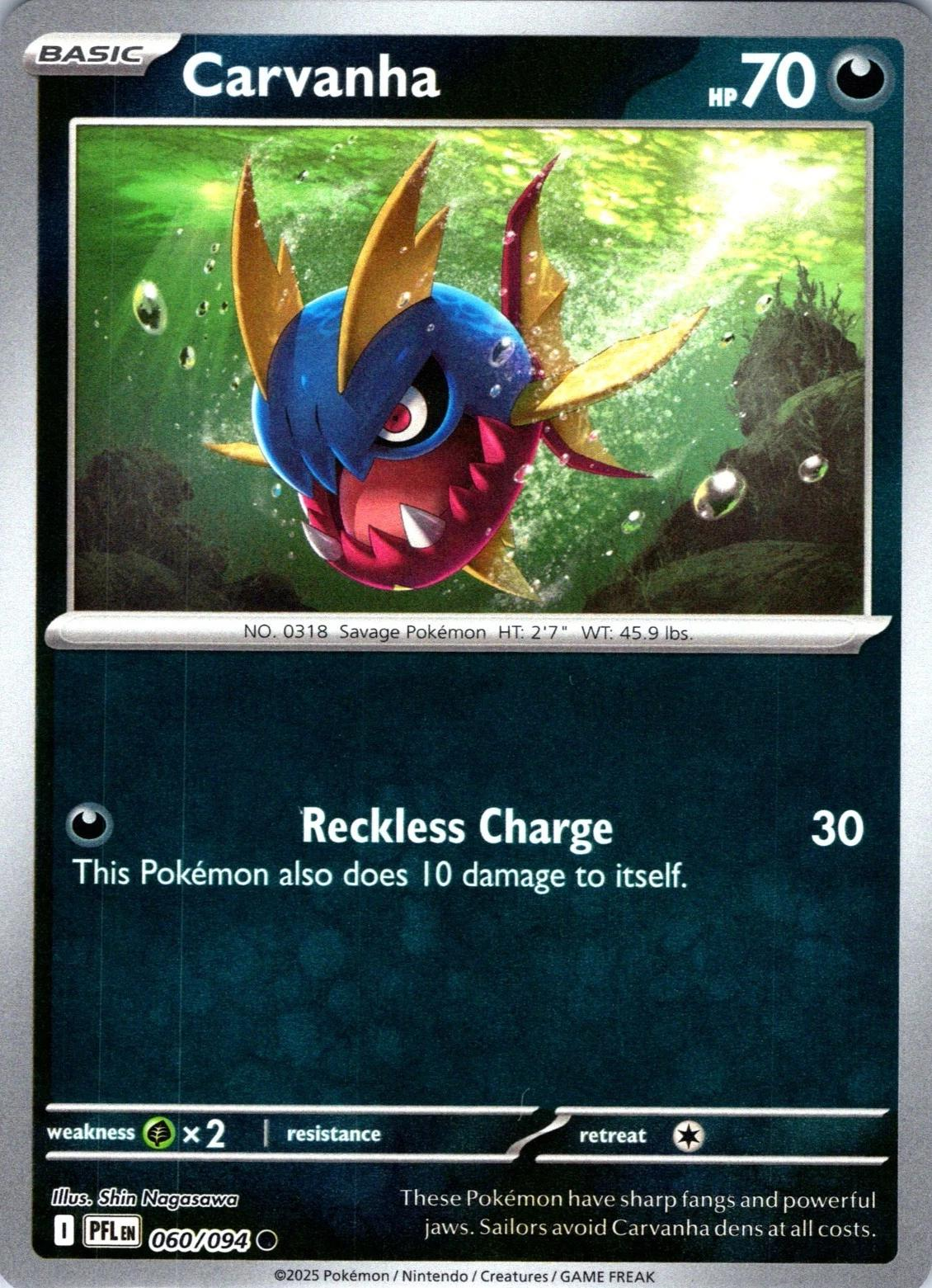 Carvanha [Reverse Holo] #60 (PFL)